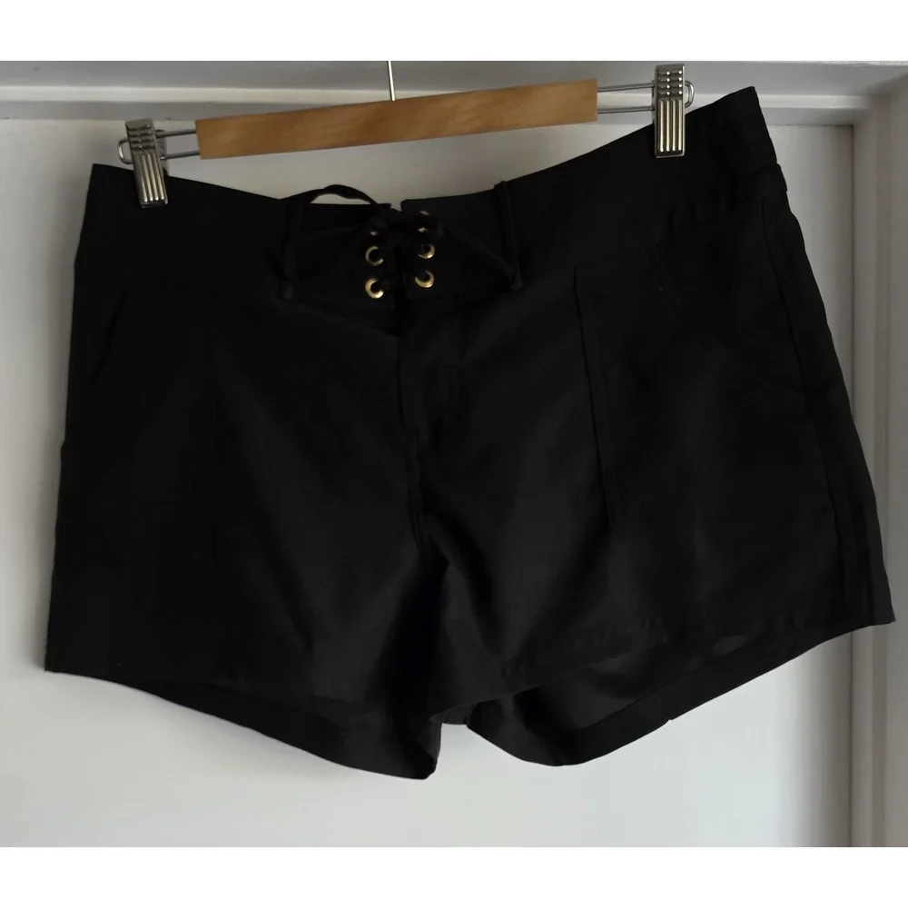 La Blanca Women's Swim Shorts Size S Black Solid Swimwear Board Short